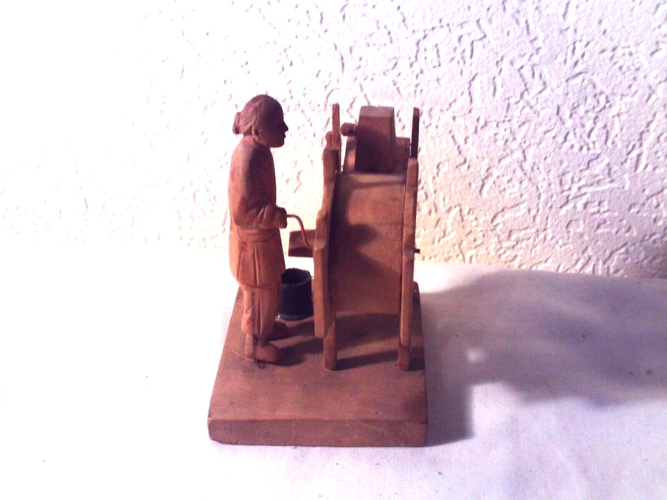 Chinese Carved Wooden Torture Crank Figure 1920s - Image 3 of 4