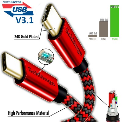 (Type-C to Type-C) Super Speed USB 3.1 Data Sync Charger Charging Cable Cord lot