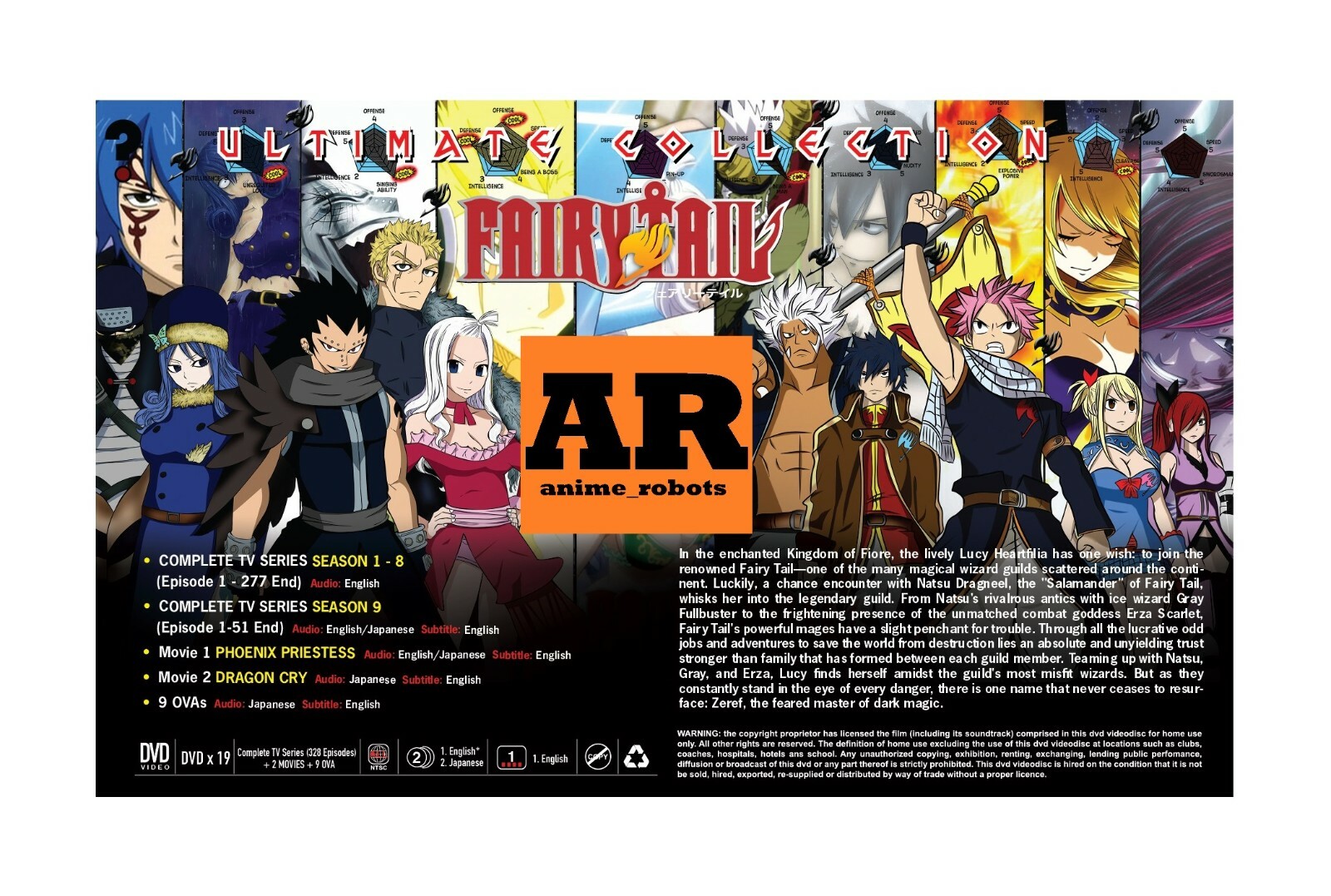 English dubbed of Fairy Tail(1-328End+2 Movie+9 OVA)Anime DVD FREE