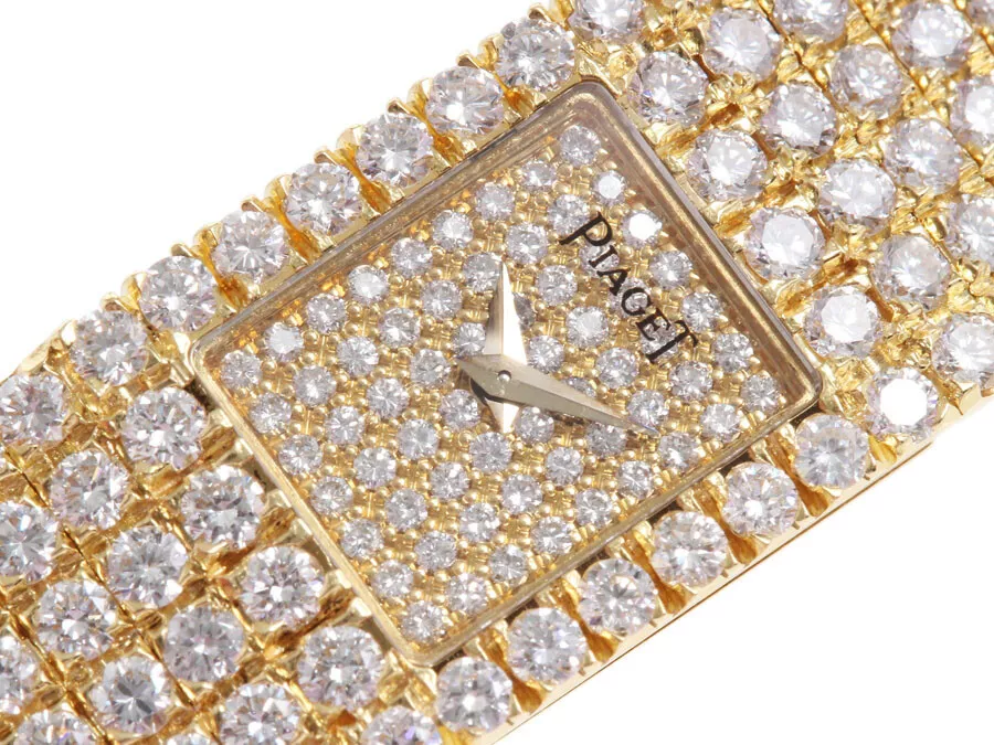 Ladies Vintage Piaget Yellow 18k Gold Full Diamond Watch 12ct eBay