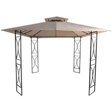 Gazebo in ferro battuto 3x3xh2,60 mt beige tetto in poliestere PE esterno|89