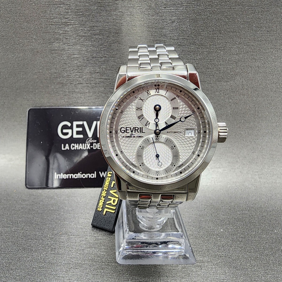 Gevril Gramercy Watch Men 39mm Silver Dial Stainless Steel Date