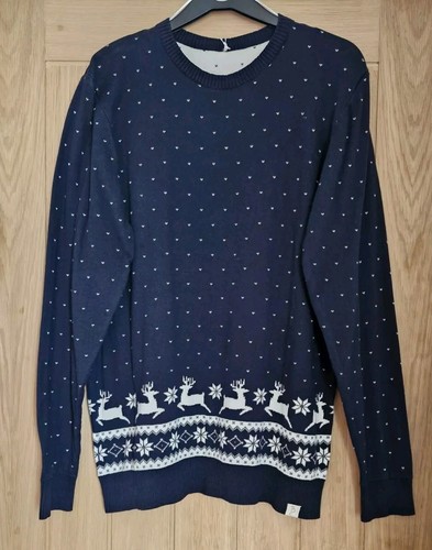 Maglione natalizio uomo blu navy taglia Large 42/44" petto nuovo con etichetta - Foto 2 di 5