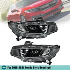 Pair Headlights Replacement Halogen Clear Lens LH+RH For Honda Civic 2016-2021