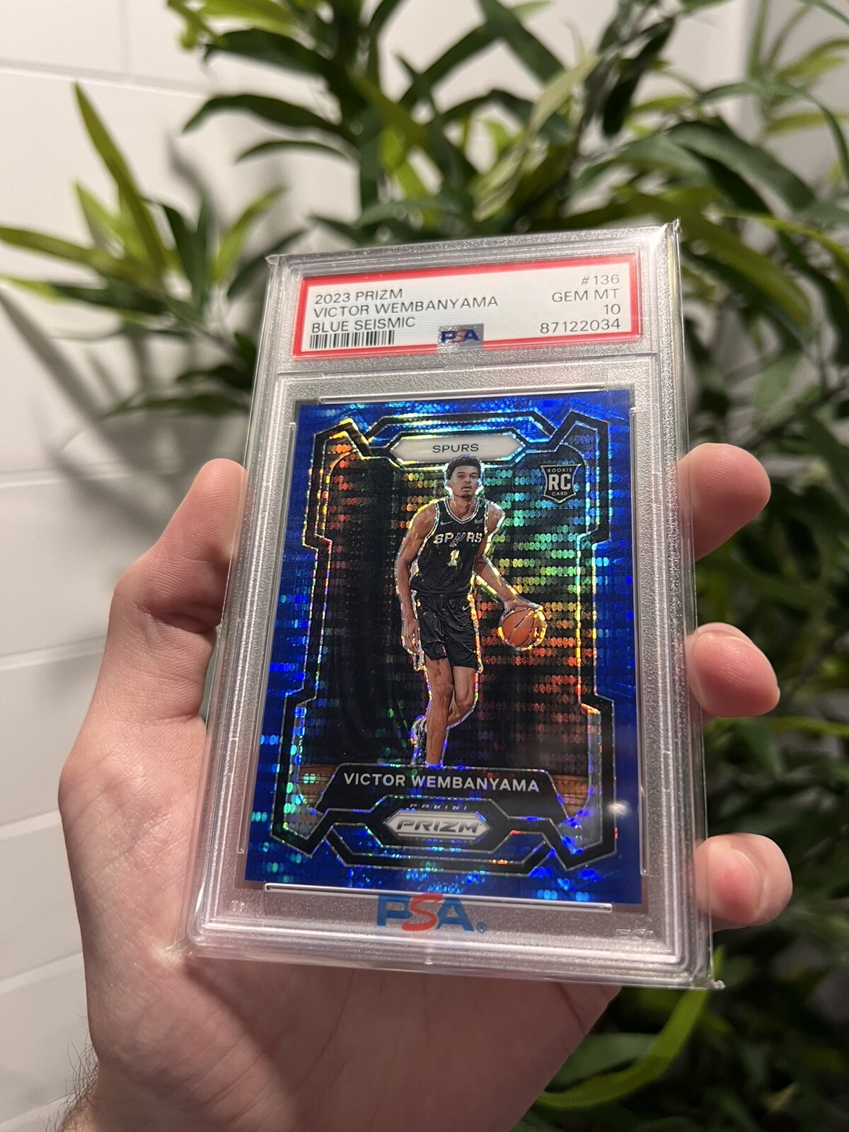 Victor Wembanyama 2023-24 Prizm Blue Seismic /99 PSA 10 #136 Rookie RC