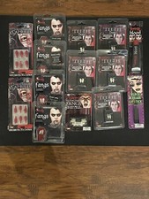Halloween Vampire Lot Prop Fangs Blood Capsules Dents Lipstick Black Costume 14