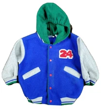 Vintage 90s Kids Toddler Fleece Button Up Number 24 Jacket Size 2T 