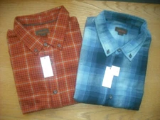 Mens NWT Flannel Shirt SET of 2 BIG TALL Copper-Maroon & Multi-Blue Plaid Sz:2XL