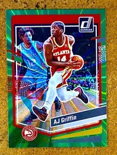 2023-24 Panini Donruss Basketball Holo Green Laser AJ Griffin #93 Atlanta Hawks