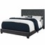 66.5" x 87.5" x 49.75" dark grey, velvet with chrome trim - queen size bed