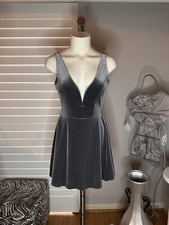New Woman’s Express Gray Velour Short Swing Dress Romper Size Small S