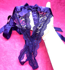 VTG Second Skin Sz S/XL Victoria s Secret Satin Pantie Bikini purple Wet