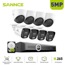 SANNCE 8CH NVR 5MP Audio POE Security IP Camera System Outdoor Human Detection