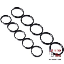 50pcs Black Key Rings - 2 Sizes, Stainless Steel, 0.47-0.59 inch, For Dog Tag,