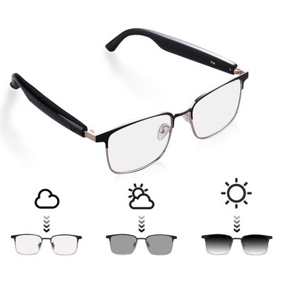 QJF Smart Glasses for Men & Women with Photochromic Lenses, Bluetooth 5.3, Po...