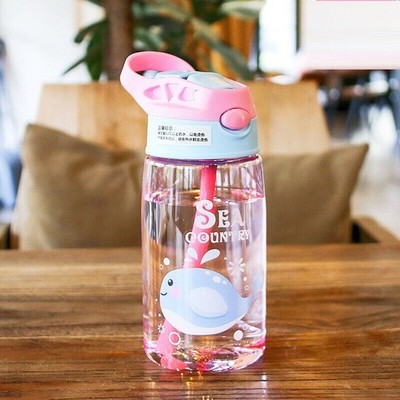 480ML Auslaufsichere Trinkflaschen mit Strohhalm Sportflasche Getränke Wasserbecher für Kinder
