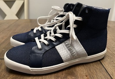 Dirk Bikkembergs High Top Navy Mesh Sneakers Shoes Size EU 39 US 6.5 EUC