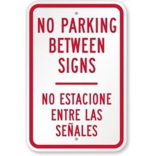 No Parking Sign Bilingual Aluminum Weatherproof Outdoor Durable Metal