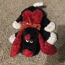 Pre-Owned Dan Dee Collectors choice stuffed puppy dog black/red/white Red Heart