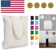 5 | 12 | 24 | 48 | 192 Pack Economical Cotton Tote Bags, Lightweight Medium R...