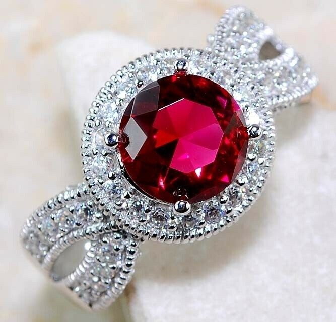 4CT Heat Treated  Rubellite Tourmaline 925   Sterling Silver Ring   Sz 8 L1-2