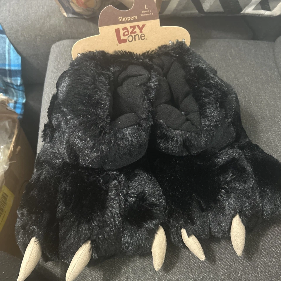Black ￼Monster Claw Slippers - Animal Paw House Shoes for Men & Women Large ￼ - Image 3 of 3