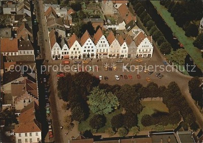 Friedrichstadt Eider city center with historic gabled houses on the market Fliegera