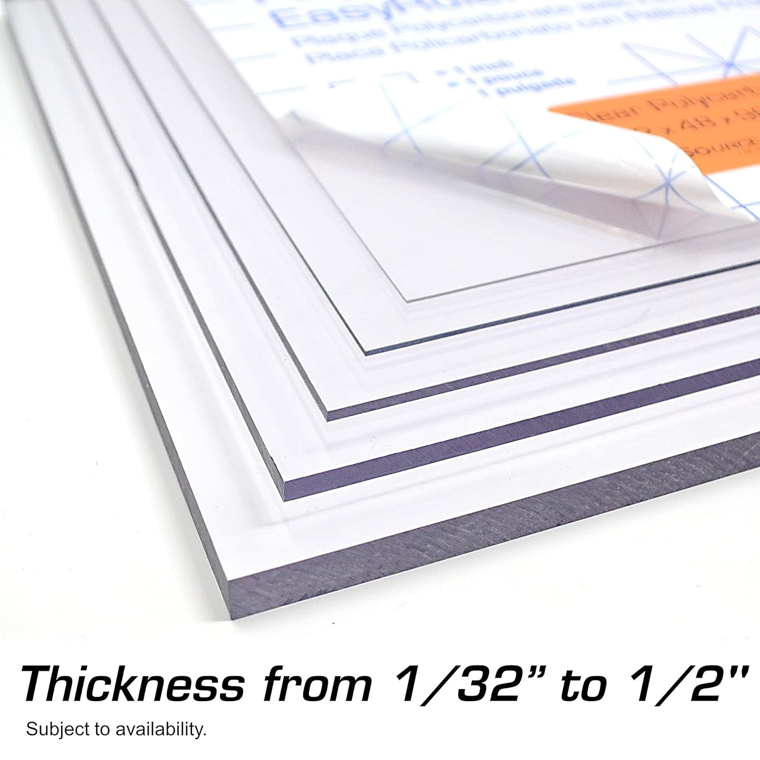 Polycarbonate Clear Plastic Sheet 24" X 48" X 0.236" (1/4") Exact with Easyruler