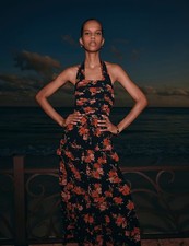 Marks & Spencer Womens Black Viscose Maxi Tiered Floral Dress - M&S