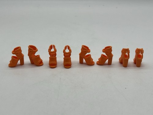Barbie Doll Shoes Lot 4 PAIRS Fashionistas Orange Open Toed High Heels Sandals