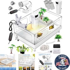 Compact 3-Liter Turtle Tank with Basking Platform  Multi-Function Area - White