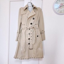 BURBERRY KENSINGTON Prorsum Long Trench Coat Nova Check Beige Used IM2295