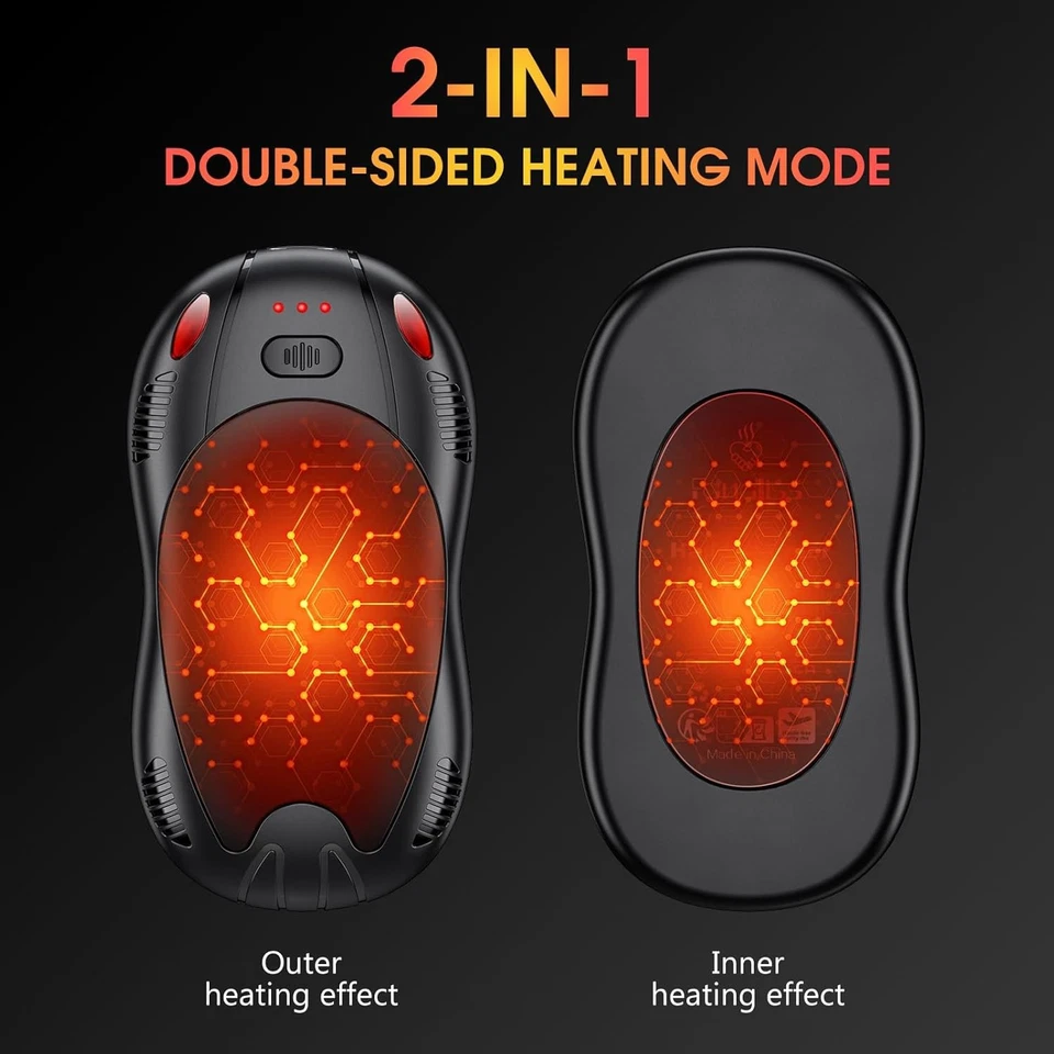 10000mAh 2 Pack Hand Warmers Rechargeable Electric Hand Warmers with Double Side - Image 2 of 4
