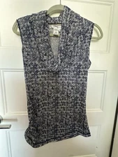 Max Studio Cowl Neck Navy Tank Top Size Medium