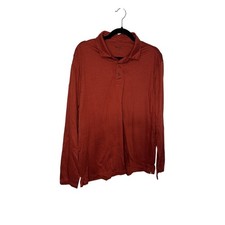 UNTUCKIT Damaschino Jacquard Long Sleeve Polo Shirt Mens XL Orange Striped