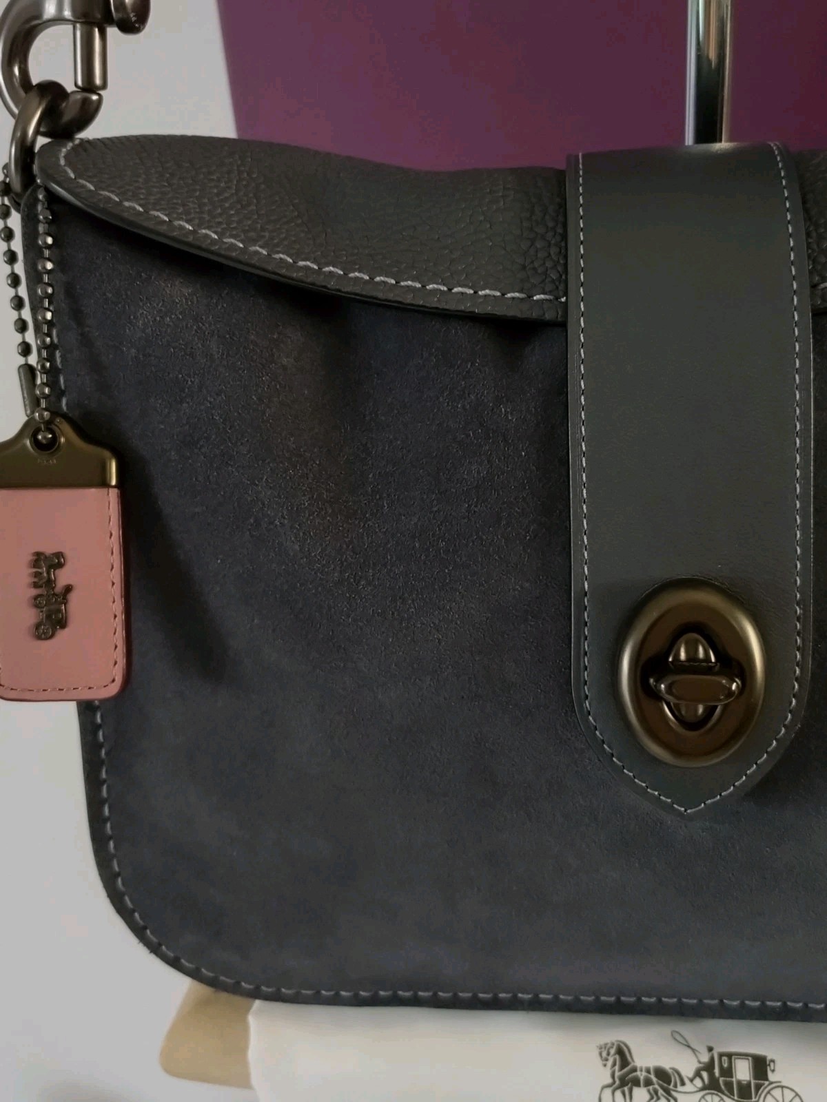 Coach Medium Leather Grey Shoulder Bag Very Good Condition RRP £390.🌼.🌼 image 5