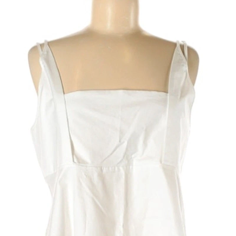 NEW CARVEN White Cotton Sundress 8 Empire Vacation Beach Coastal Minimalist Midi - Image 2 of 4