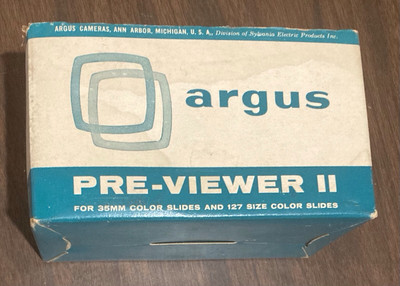Argus Pre-Viewer II For 35mm Color Slides Viewer/Ann Arbor, MI In Original Box