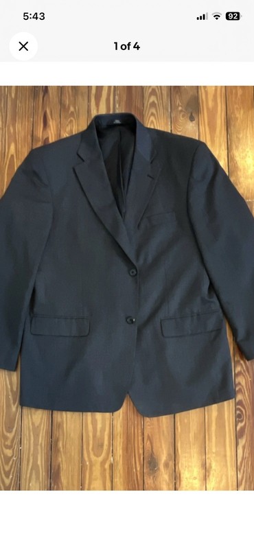 Haggar Black Men's Suit Jacket Single-Breasted Two-Button Notch Lapel