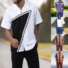 Outfits Men Tracksuit Set Short Sleeve Soft Walking 2PCS Button Shirt Casual