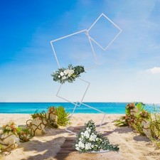 White Metal Flower Frame Weddings Square Backdrop Garland Plants Display Stand