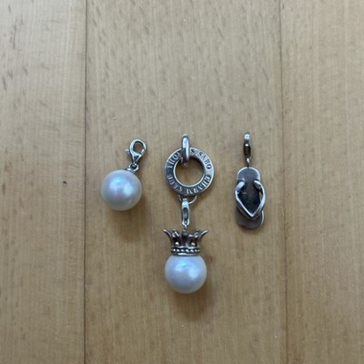 Tomas Sabo Sterling Silber Charm Weiß Perle / Perle mit Krone / Flipflop