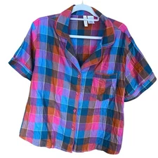 Joyspun Bright Plaid Print Pajama Top Size XL New with tags