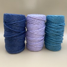 Bobbiny Macrame Cord 5mm Single Twist Ends Jeans, Lavender, Teal 2lb 11oz Total