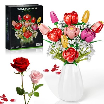 Flower Bouquet Building Set, Mother's Day Forever Rose Flower Bouquet Buildin...
