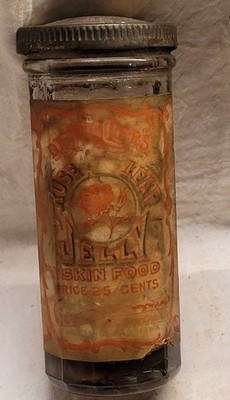 Rare Dr. Miller's Rose Leaf Jelly Skin Food 12 Sided Jar w Original Label n Lid 