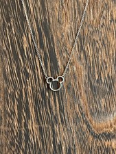 Disney Mickey Mouse Outline Sterling Silver Necklace Dainty JCM 925 Signed