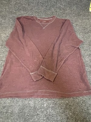 RedHead Men's Long Sleeve Henley Shirt Size L Large Red Maroon 22x28 Soft Knit