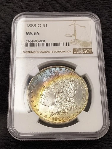 1883-O Morgan Silver Dollar MS65 NGC 🌈 Rainbow Obverse Toning