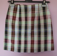 MANGO multi check mini skirt, button front, XS/UK 8, lined, pockets NWOT